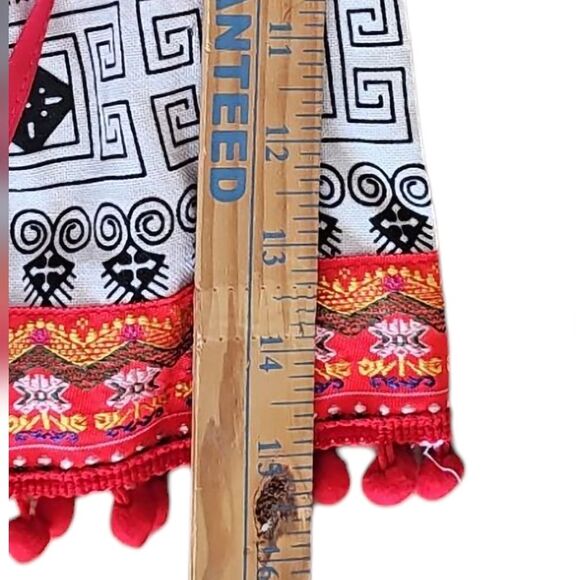 Thai Hmong Embroidered Tribal Print Bohemian Pom Pom Dress Youth Sz 2T NWOT - Picture 12 of 12